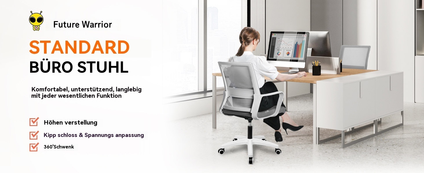 Ергономічне крісло для офісу, крісло для робочого столу з регульованими підлокітниками, 3D-підголівник та 3D-підтримка попереку, офісне крісло з функцією гойдання та нахилу (біле та чорне) (Чорний - оновлення)