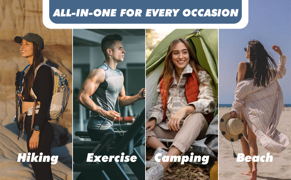 PUWOWYE Набір рушників з мікрофібри (2 шт.): великий 160x80 см + маленький 80x40 см, швидковисихаючі, для спорту, фітнесу, сауни, пляжу, подорожей та відпочинку на природі, блакитні