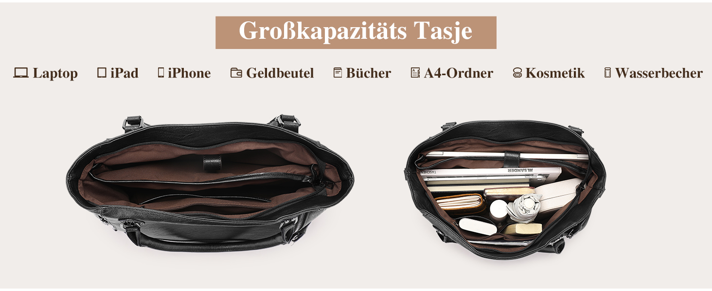 Сумка жіноча VINBAGGE PU шкіра шопер Vintage чорна для офісу та щодня