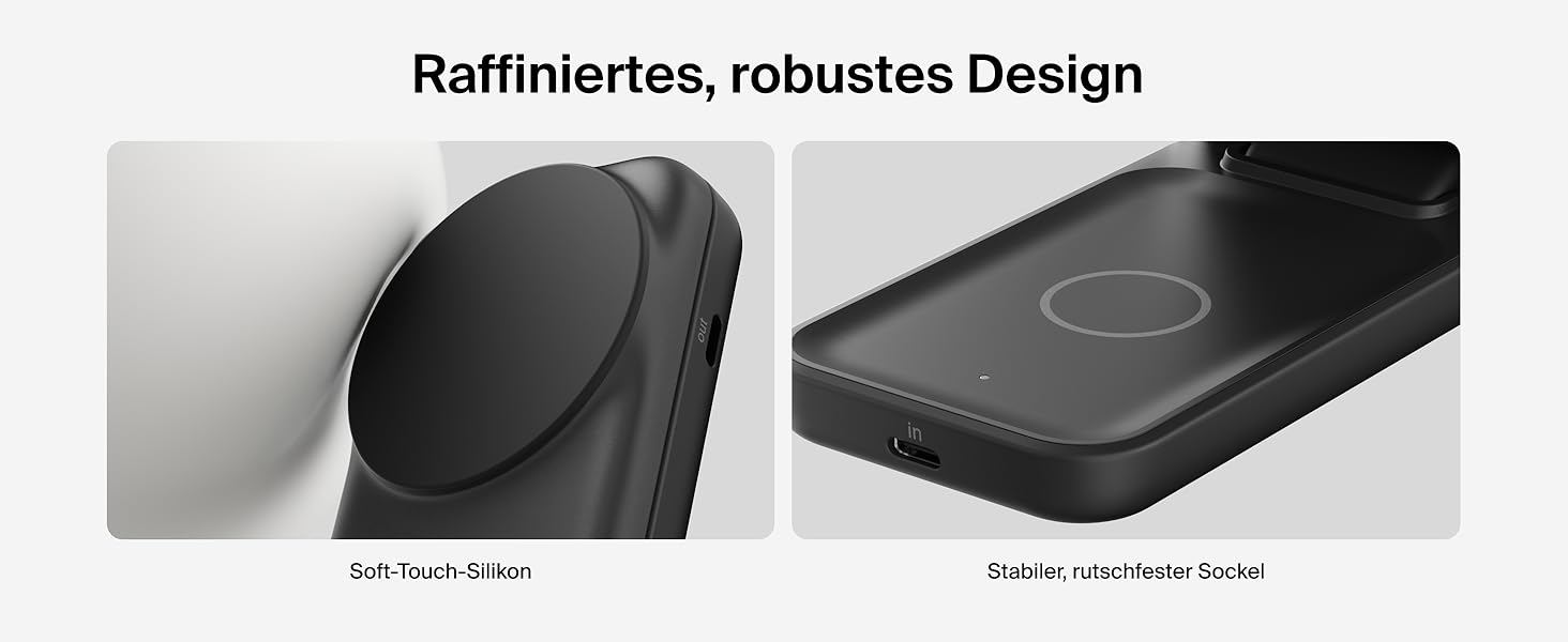 Belkin UltraCharge Qi 2.2 Зарядна станція 2-в-1 25W MagSafe сумісна, бездротова зарядка для iPhone 17, iPhone Air, AirPods, Pixel – Чорний