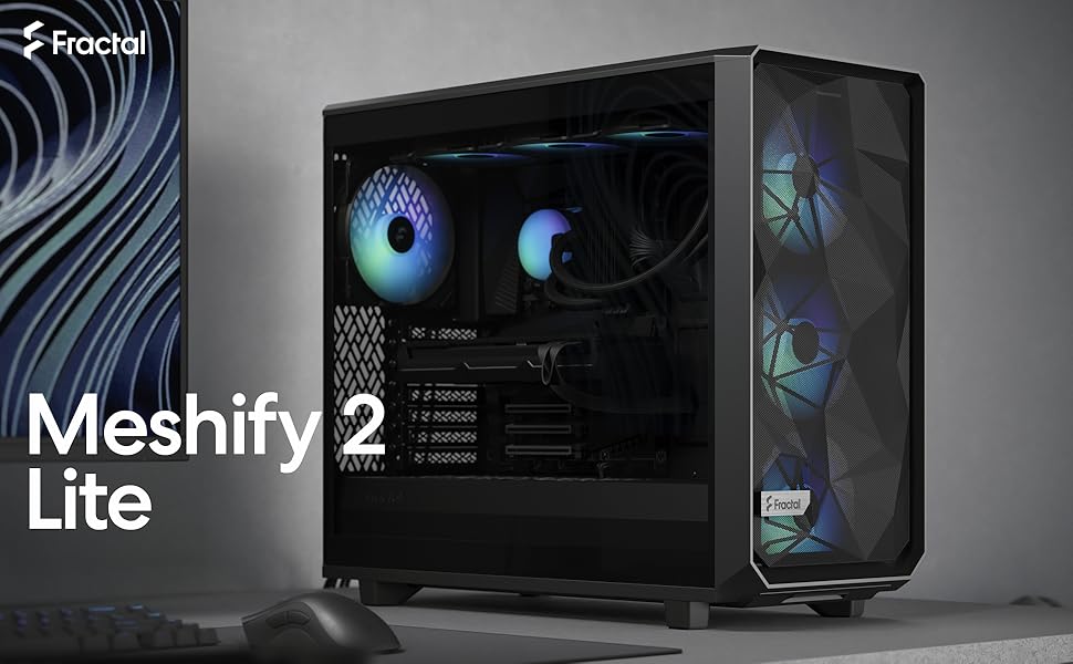Корпус ПК Fractal Design Meshify 2 Lite White з прозорим склом, ATX Mid Tower