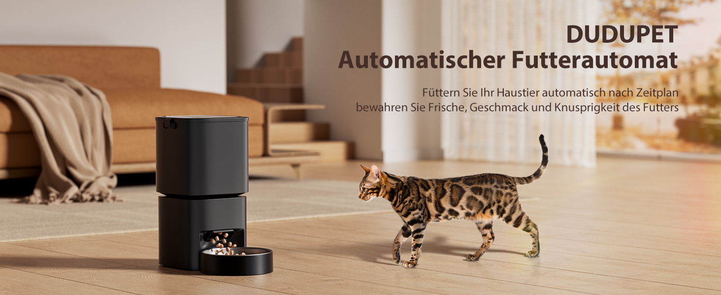 Автомат для годування котів та собак, 5л, інтелектуальний, програмований, білий/чорний