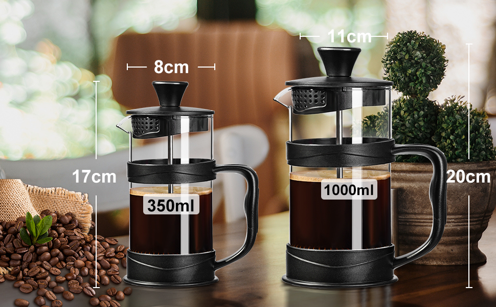 Френч-прес ParaCity з нержавіючої сталі та термостійкого скла, 1000 мл - для холодної заварки та як подарунок