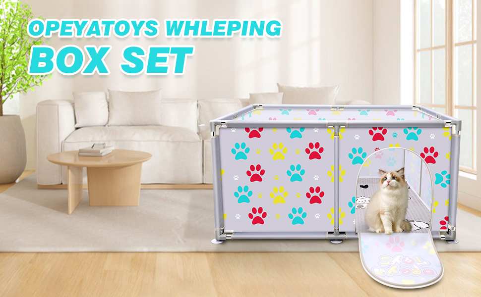 Клітка-манеж для тварин з нержавіючої сталі та міцного полотна, сіра та блакитна, для великих собак, котів, дрібних тварин