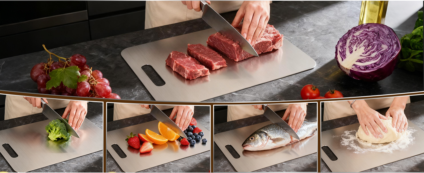 Набір титанових обробних дощок Titan (3 шт.) з нержавіючої сталі S316 - для м'яса, фруктів, овочів