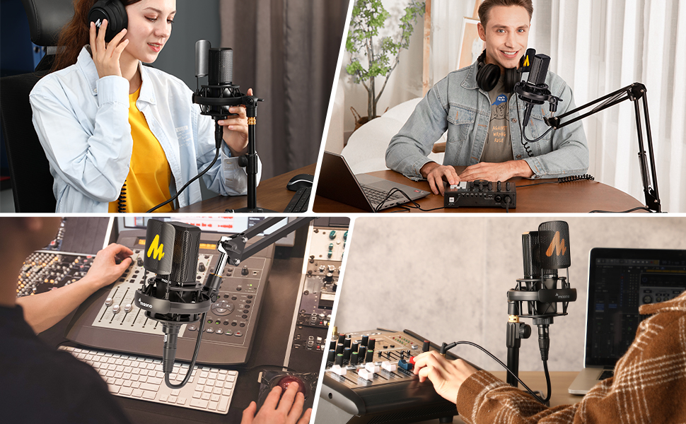 MAONO PM500T XLR Конденсаторний мікрофон з діафрагмою 34 мм, корпус із цинкового сплаву преміум-класу, студійний мікрофон для запису, подкастингу та стрімінгу