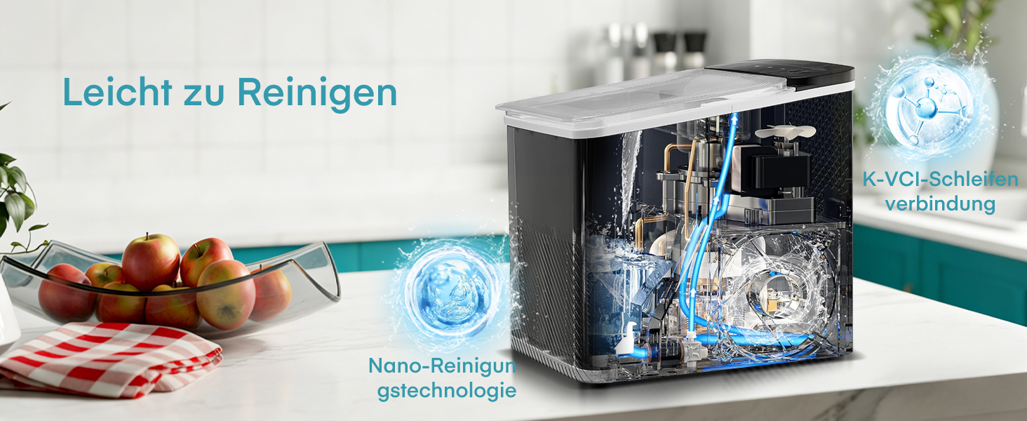 Машина для льоду FOHERE портативна, самоочисна, 14 кг/24 год, 2 розміри, компактний дизайн, керування однією кнопкою, інтелектуальні сповіщення, з лопаткою та кошиком для дому/бару/офісу/кемпінгу (чорний)