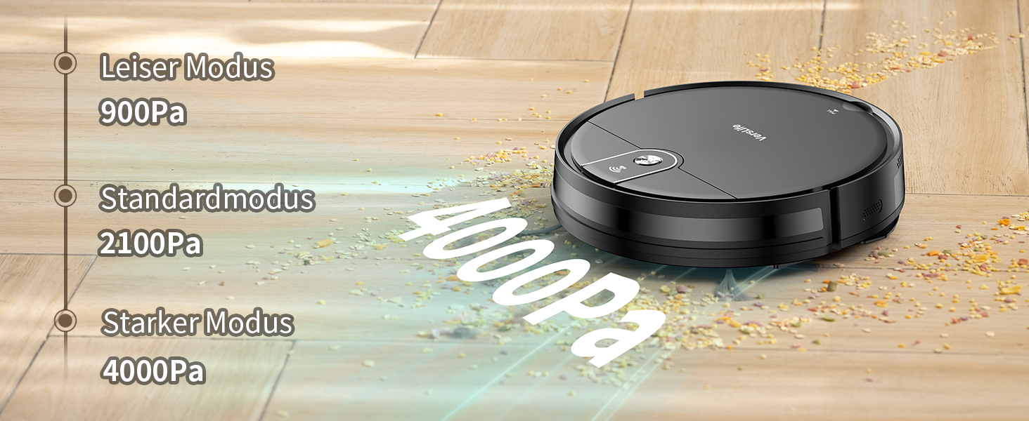 Робот-пилосос VersLife L6 з функцією миття, 4000Pa, керування через додаток, Alexa, до 120 хвилин роботи, ультратонкий дизайн, для шерсті тварин, килимів та твердих підлог, чорний