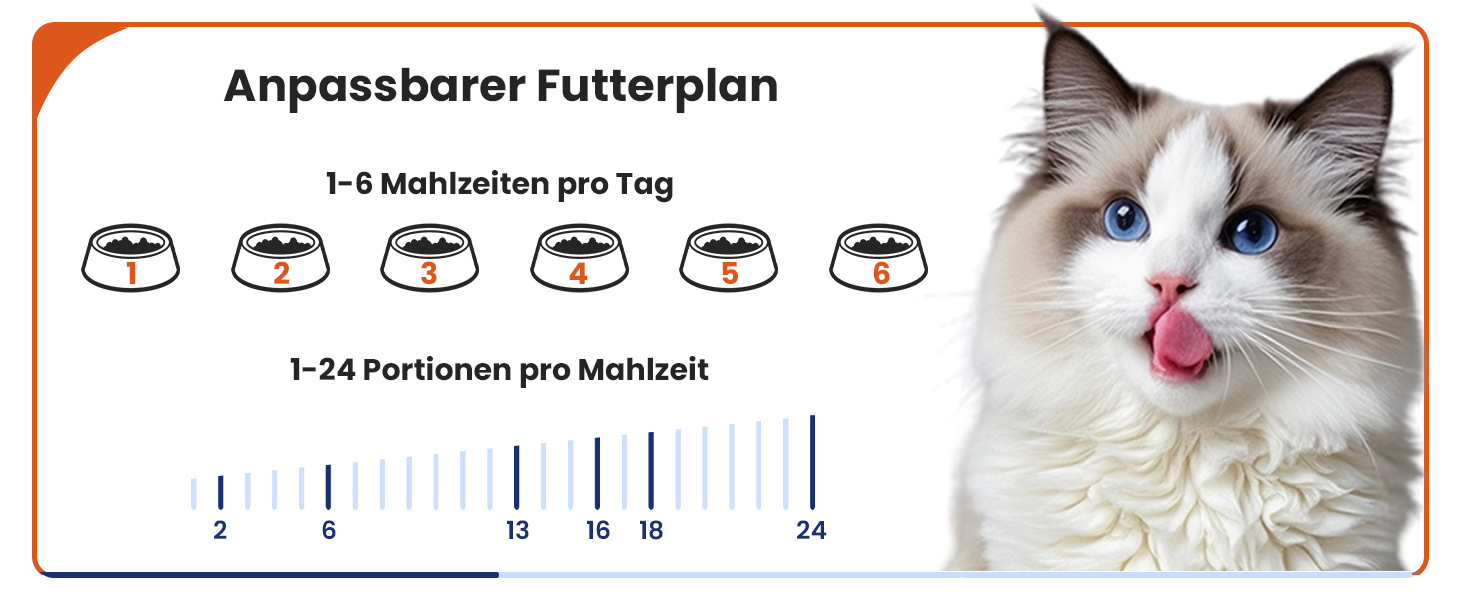 Автомат годівлі для котів з керуванням через додаток, для 2 котів, регульована висота, 2 миски, 5 л, з функцією запису голосу та таймером