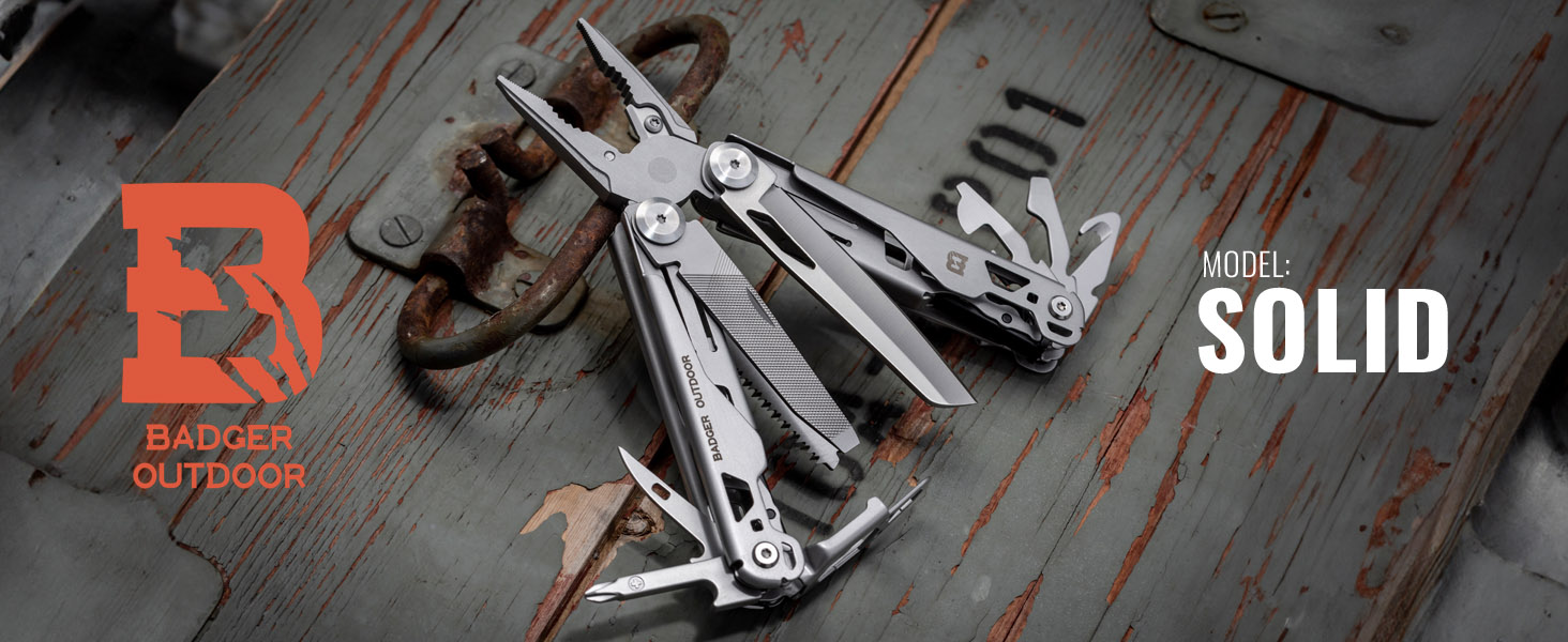 Багатофункціональний інструмент Solid Black 16-в-1 - ніж для виживання, туристичний інструмент з бітами - подарунок для чоловіків