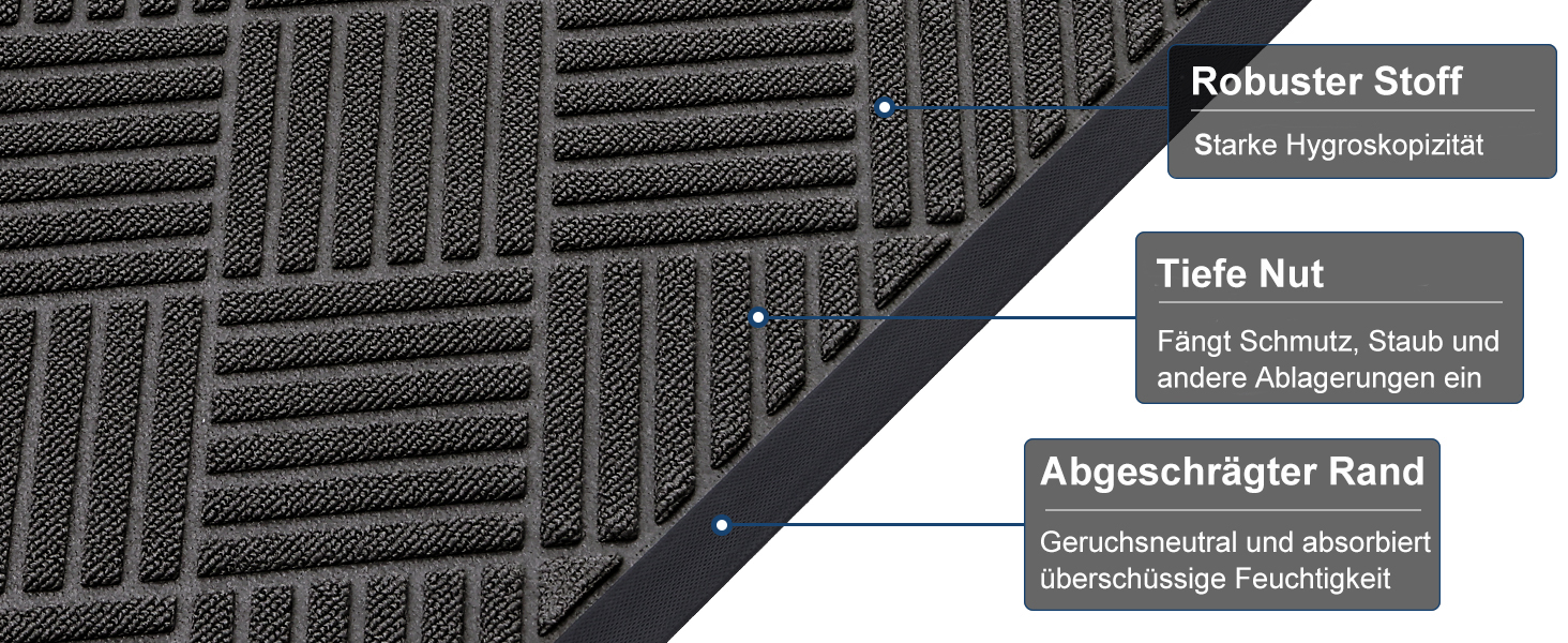 Килимок для дому та вулиці 43 x 75 см, силіконовий, антиковзаючий, пилозахисний, для входу, балкону, тераси - темно-сірий