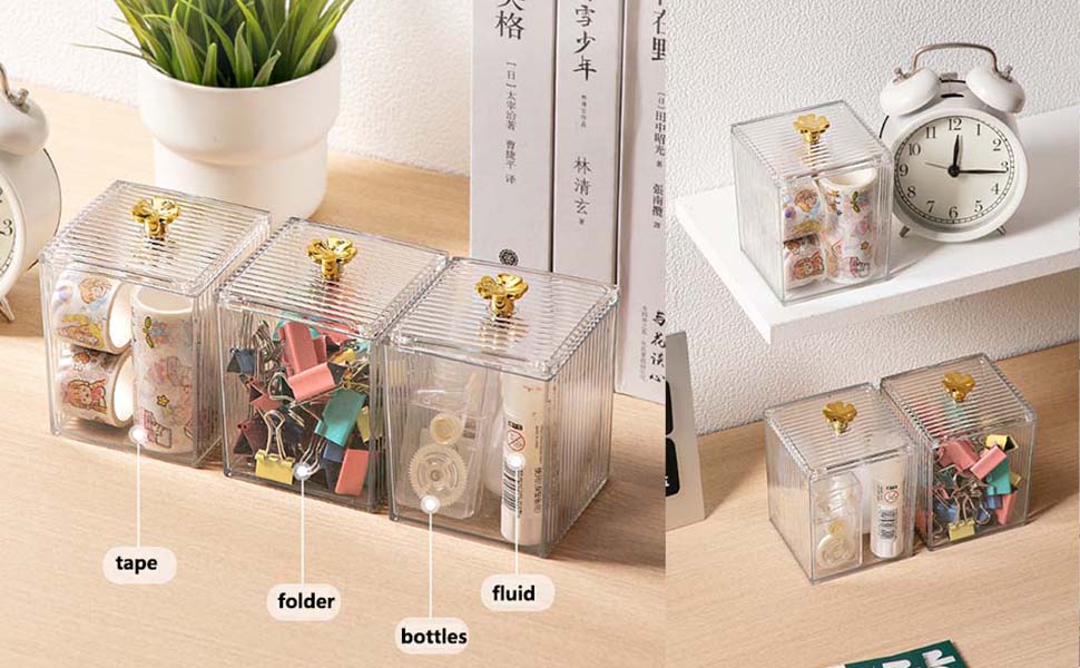 Контейнер для ватних паличок та дисків 2 шт. Організатор для ванної кімнати, прозорий | Зберігання для туалетного столика