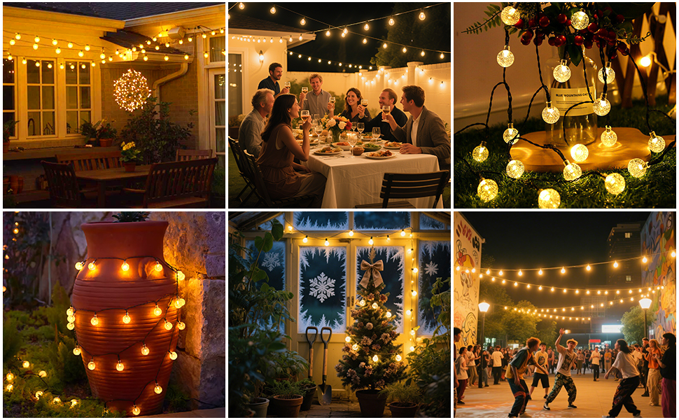 Сонячна гірлянда для вулиці, 60 LED, 13.2м, 8 режимів, IP65, тепле світло. Декорація для балкона, тераси, саду, ялинки.