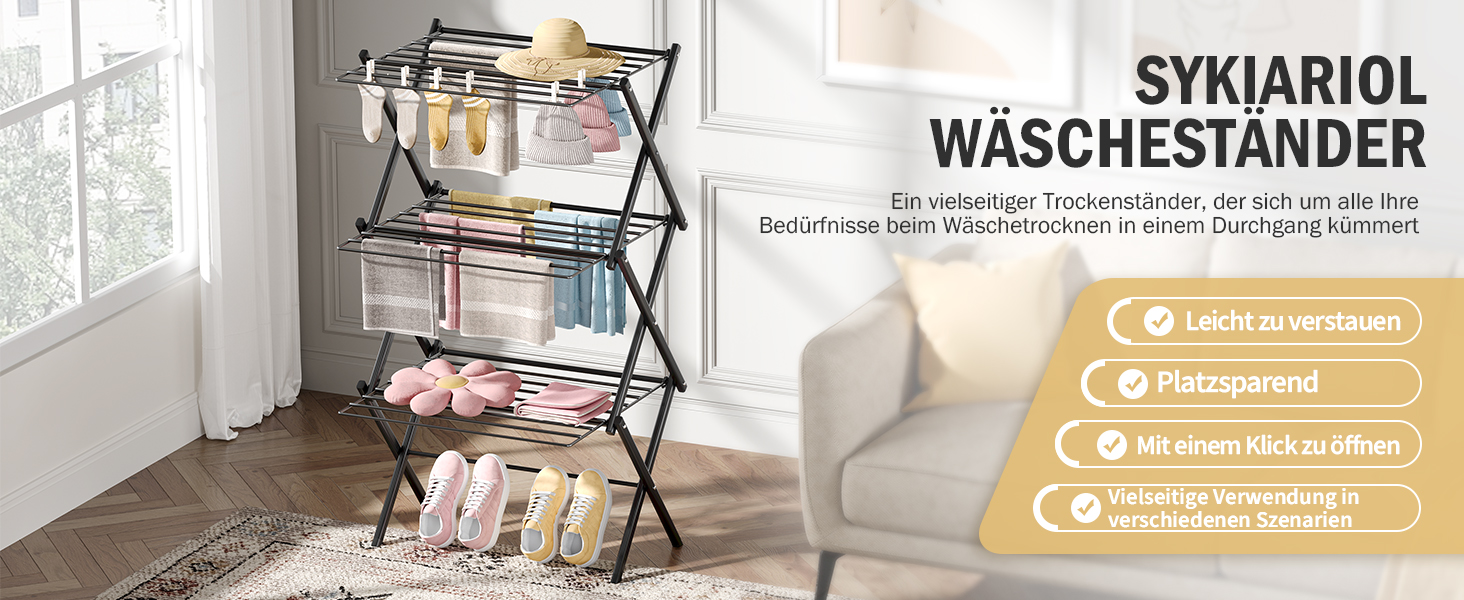 Складаний сушарка для білизни сталева багатоярусна, чорна - зручна та містка для швидкого сушіння