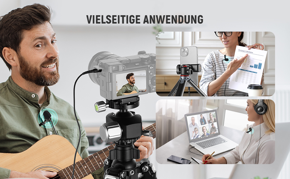 NEEWER Мініатюрний USB-C Лавалерний Мікрофон 2 шт. для iPhone 16 15 Pro Max, Android, Телефонів, Планшетів, ПК, з кабелем 2м (CM10 з 3.5mm TRRS штекером)