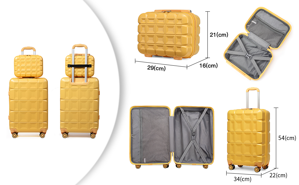 Набір валіз KONO 2 в 1: велика валіза (54 см) та косметичка, чорний/коричневий