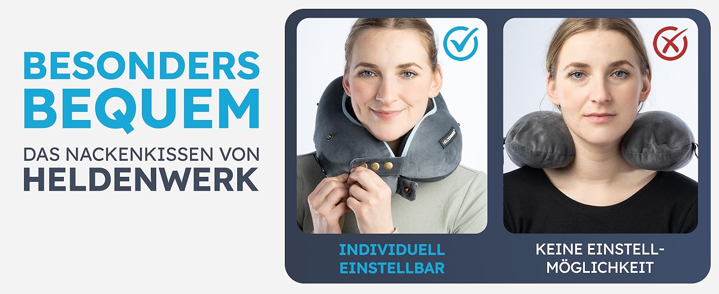 Подушка для шиї Comfy від HELDENWERK для подорожей: Memory Foam, 6-позиційна, для авто/літака, зручна, дихаюча, миюча (темно-сіра)