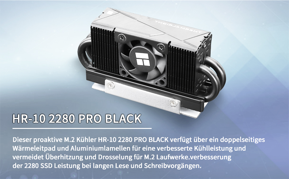 Радіатор охолодження SSD TR HR10 2280 PRO Black з тепловими трубами та вентилятором PWM