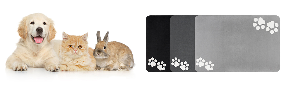 Нековзна килимок під миску для собак та котів Walant, легко миється, швидко сохне, сірий