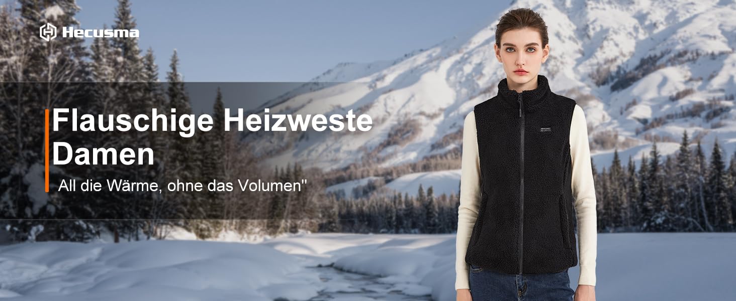 Тепла електрична жилетка для жінок з акумулятором 16000mAh, Sherpa, флісова жилетка для активного відпочинку та катання на лижах, чорна