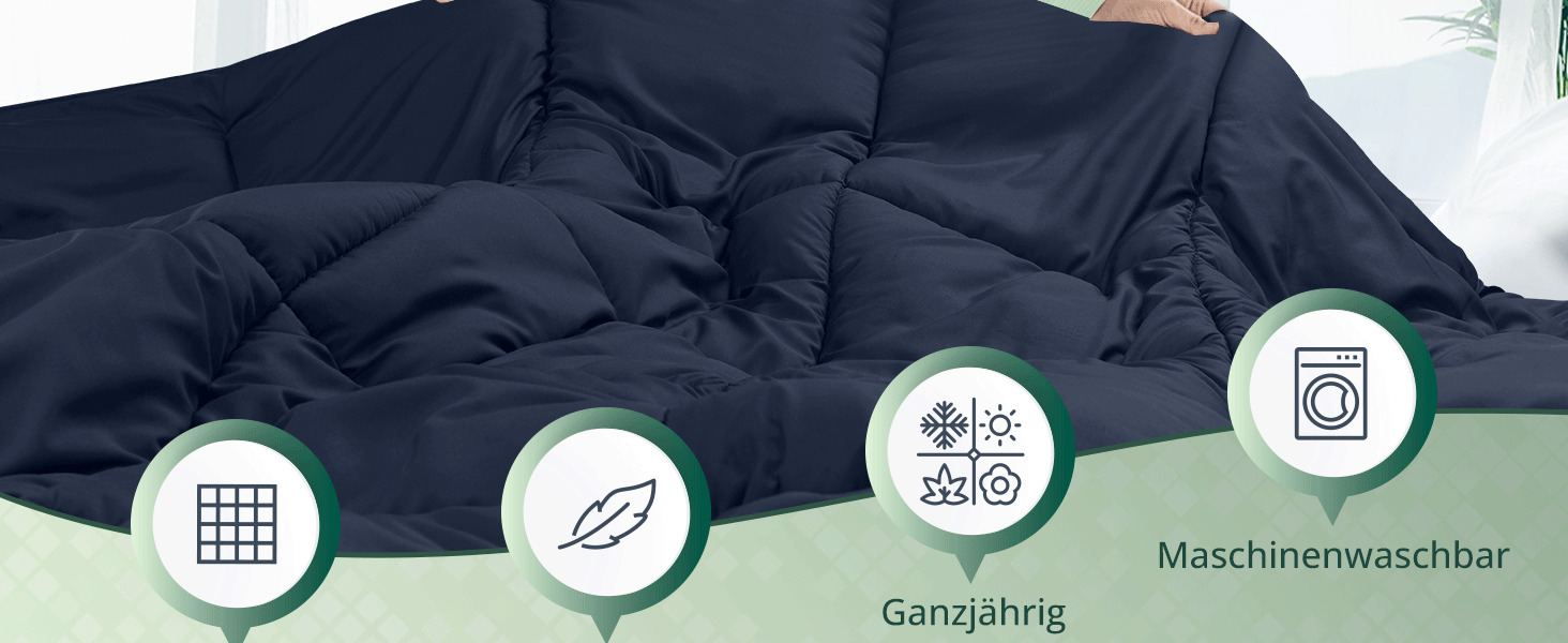 Ковдра Utopia Bedding, 180x200 см, Marineblau, 370 GSM, дихаюча, тепла та м'яка | Ковдра для всієї родини