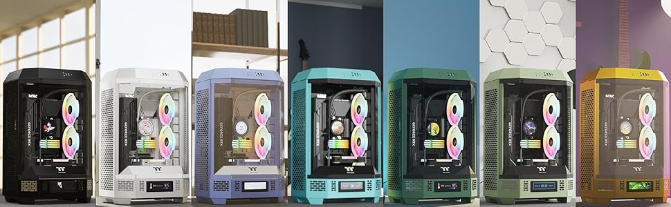 Thermaltake The Tower 300 Racing Green: Корпус ПК Micro-ATX/mini-ITX з вертикальним дизайном та 3 скляними панелями | 2x140mm вентилятори PWM | Підтримка радіатора до 420mm