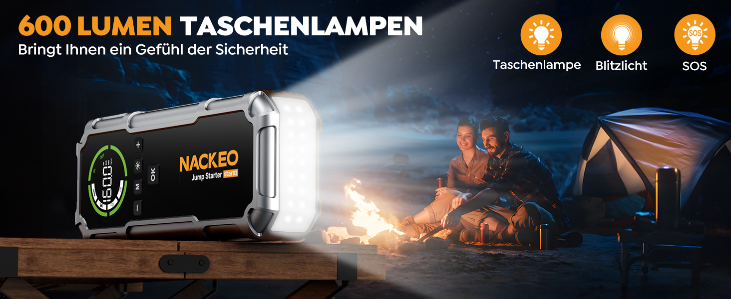 Портативний зарядний пристрій Starthilfe 8000A з компресором 160PSI, 12V для автомобілів, 20000mAh, LED-ліхтар 600 Lumen, LCD-дисплей, сріблястий