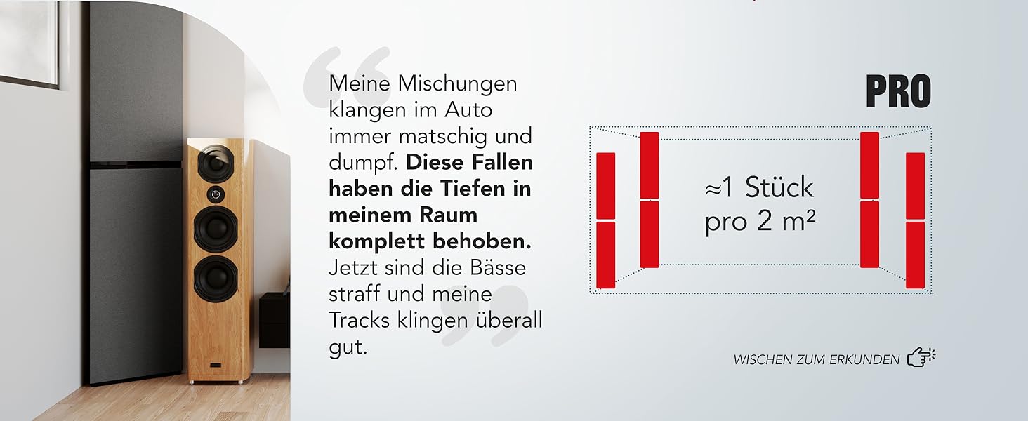 Кутова басова пастка Addictive Sound Bassfalle Ecke Premium, акустична панель для поглинання низьких частот (80-2000 Гц), антрацит, 100 см
