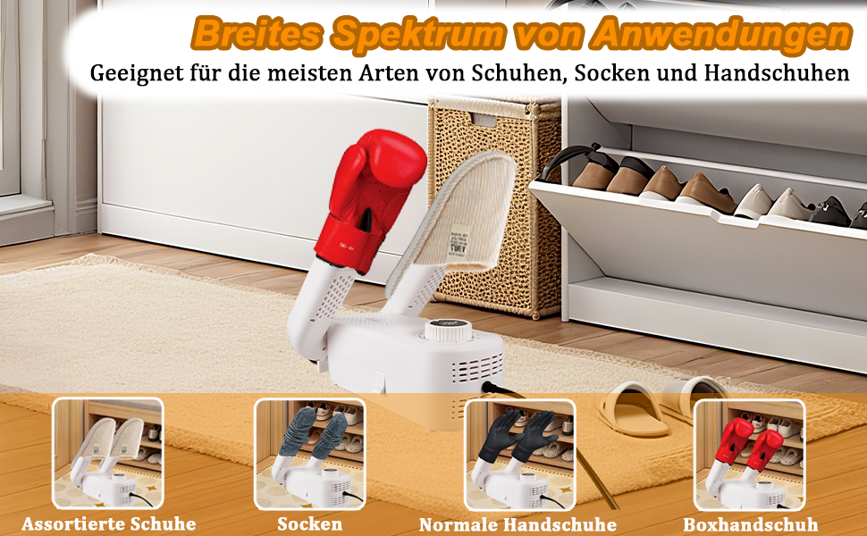 Електричний сушильник для взуття Vauki з УФ-стерилізацією, 360° циркуляцією повітря, таймером 90 хв, складний та компактний для дому та подорожей