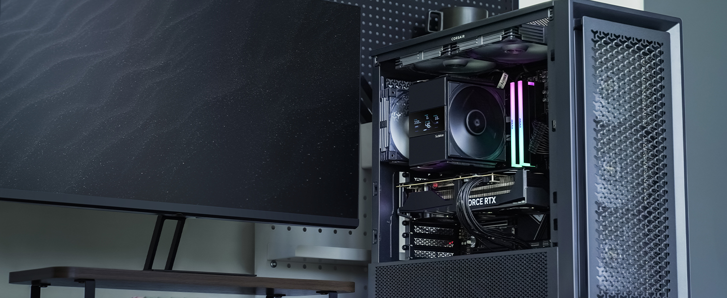 Система охолодження CPU Sudokoo SK700V AM5: Кулер для ПК з дисплеєм, 120мм вентилятор, 7 heatpipes, сумісний з AM5, безперешкодний доступ до RAM, 5 років гарантії, чорний