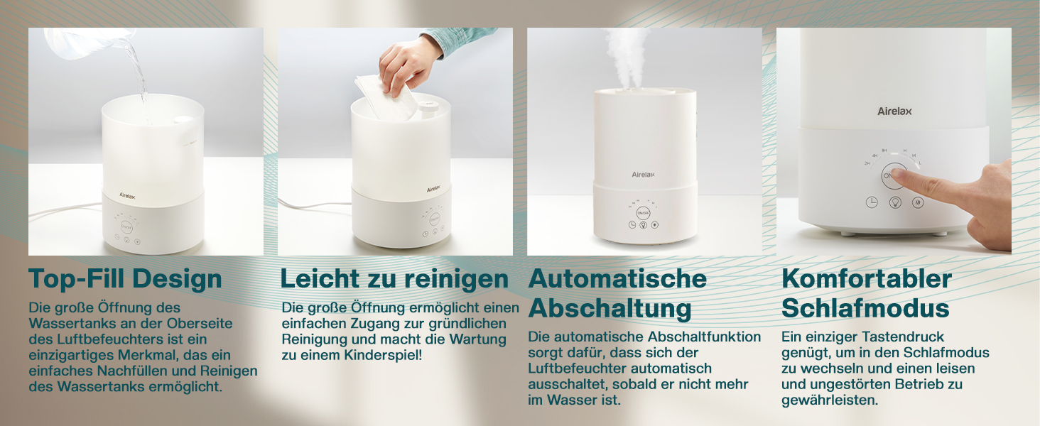 Зволожувач повітря Airelax 2.5L з аромадифузором, тихий, з автовимкненням, для дитячої кімнати, рослин, 360°