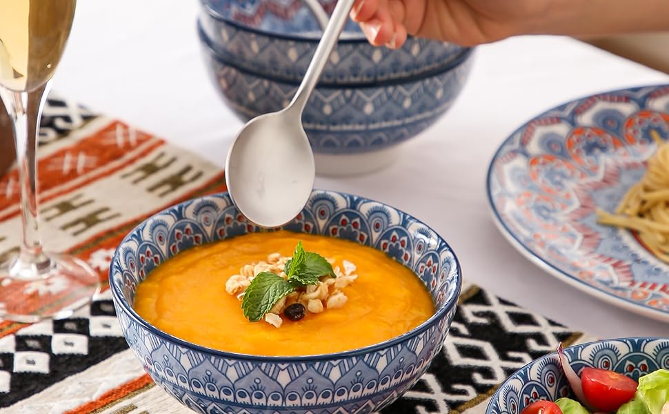 Сервіз столовий порцеляновий Vancasso MANDALA 32 елементи, 8 персон, ручна робота, богемський стиль, бірюзовий мандала