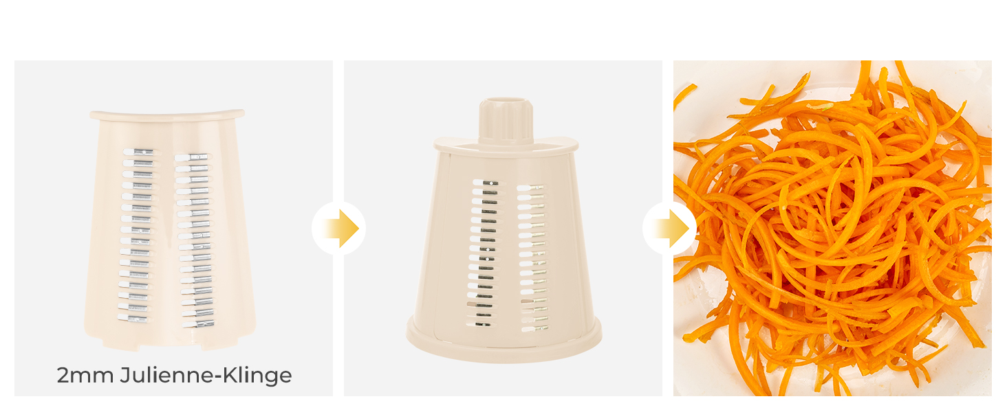 Тертка для овочів STEAS з ручкою - терка для сиру, овочів, фруктів з 5 насадок, міцним присоском, контейнером для ножів (Бежева)