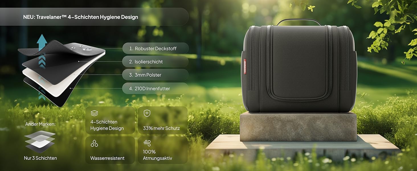 Чоловіча/Жіноча/Дитяча дорожня косметичка-органайзер Travelaner 7л, 3-в-1, чорна, водонепроникна