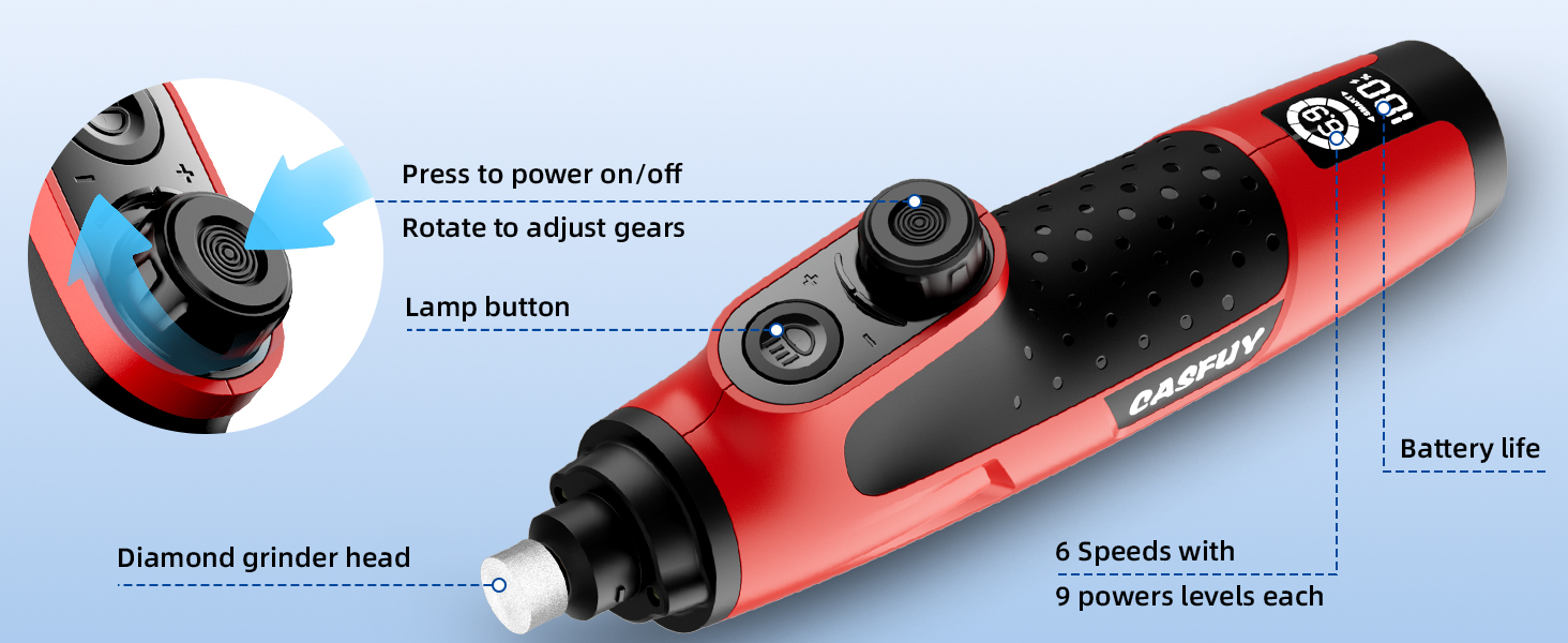 Шліфувальник кігтів для собак Casfuy Smarter Krallenschleifer 6-ступінчатий, з LED-підсвіткою, тихий, перезаряджається, для собак та котів великих, середніх та малих порід