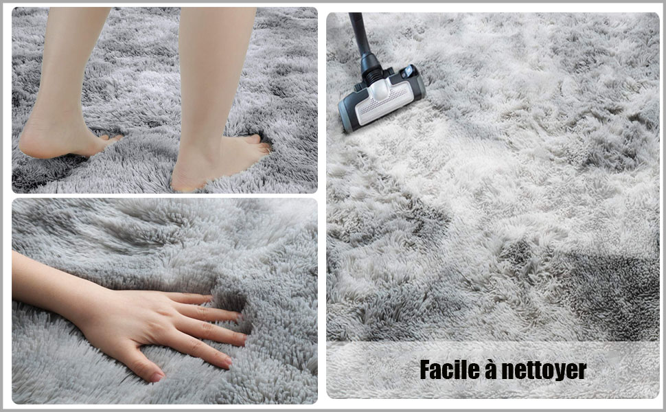 Килим для вітальні та спальні Calore, пухнастий, сучасний, для дому, 120 x 160 см (сіро-білий)