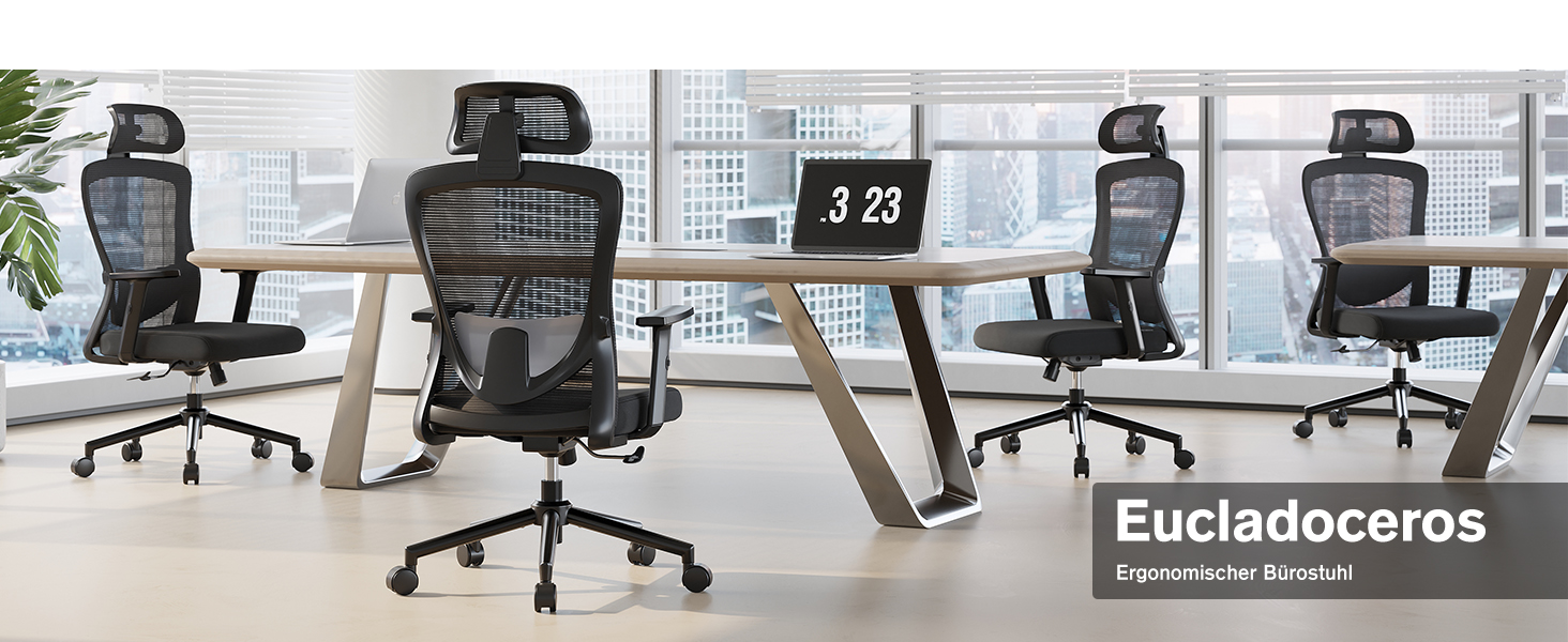 Ергономічне крісло для офісу з регульованою поперековою підтримкою, 2D підголівником та підлокітниками, поворотне, до 150 кг, чорний колір, нейлон