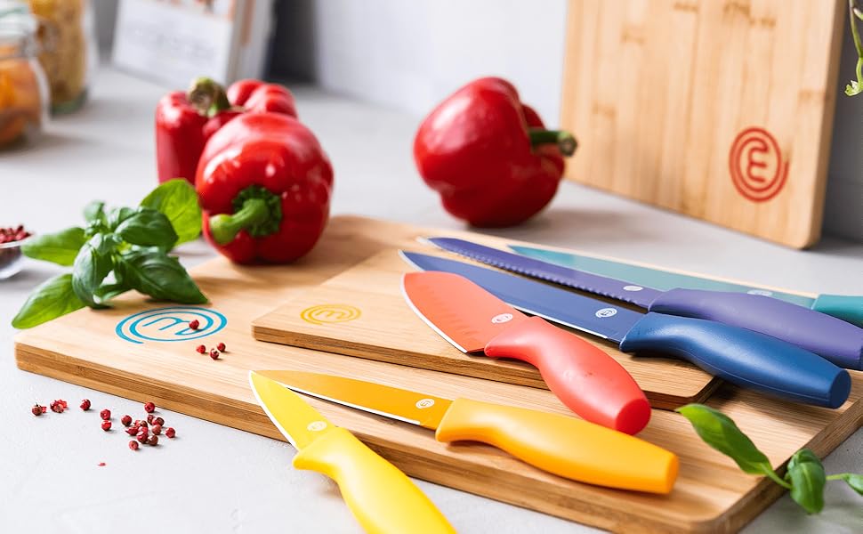 Набори дерев'яних обробних дощок MasterChef: великий (38x27,5 см), середній (34x23,5 см), маленький (23x15 см) з канавкою для соку, 3 шт.