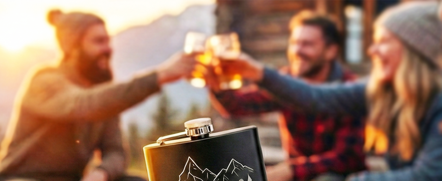 Фляга з нержавіючої сталі Flanacom з гравіюванням, 227мл / 8oz, для сноубордистів та любителів зимових видів спорту. Персоналізована фляга з індивідуальним гравіюванням (дизайн 1, чорний).