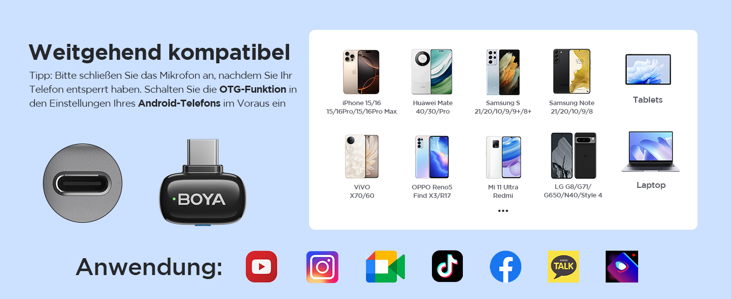 BOYA Mini 2: Бездротовий мікрофон-лавал'єр USB-C для iPhone/Android, 48kHz/24Bit, для Vlogging та TikTok