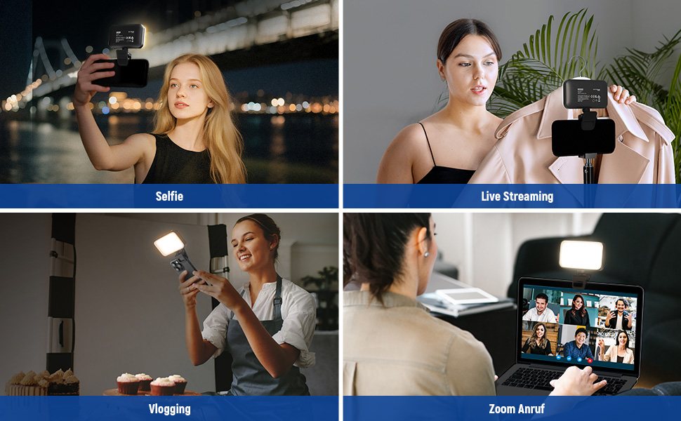 LED світло Neewer для селфі та відеозйомки на телефон, 54 світлодіоди, кліпса, CRI 88, 650mAh, для iPhone, ноутбук, вебкамера, Zoom, макіяж