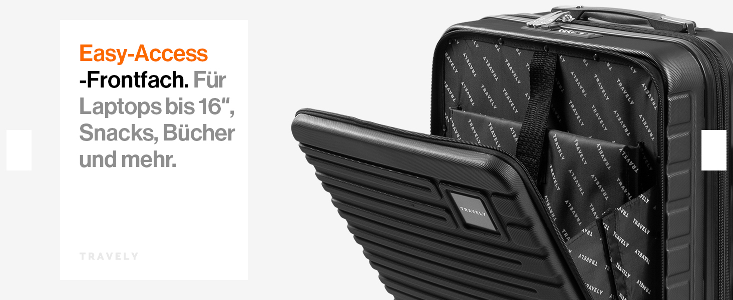 Чемодан Travely з полікарбонату, 77 см, XL, 100 л - міцний валіза з TSA замком та відділом для ноутбука (55x40x23 см), колір: чорний