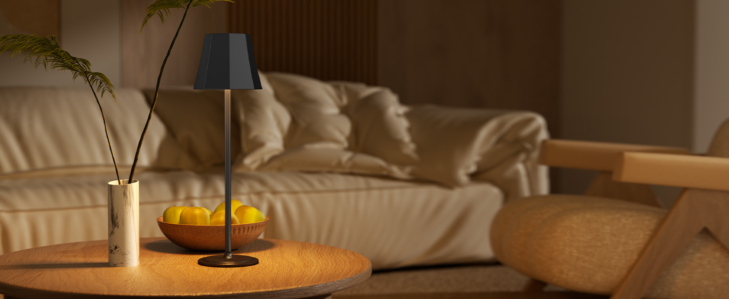 Бездротова LED-лампа Suright для столу з 3 кольоровими режимами + RGB, регульована яскравість, сенсорне управління, водонепроникність IP54, чорна