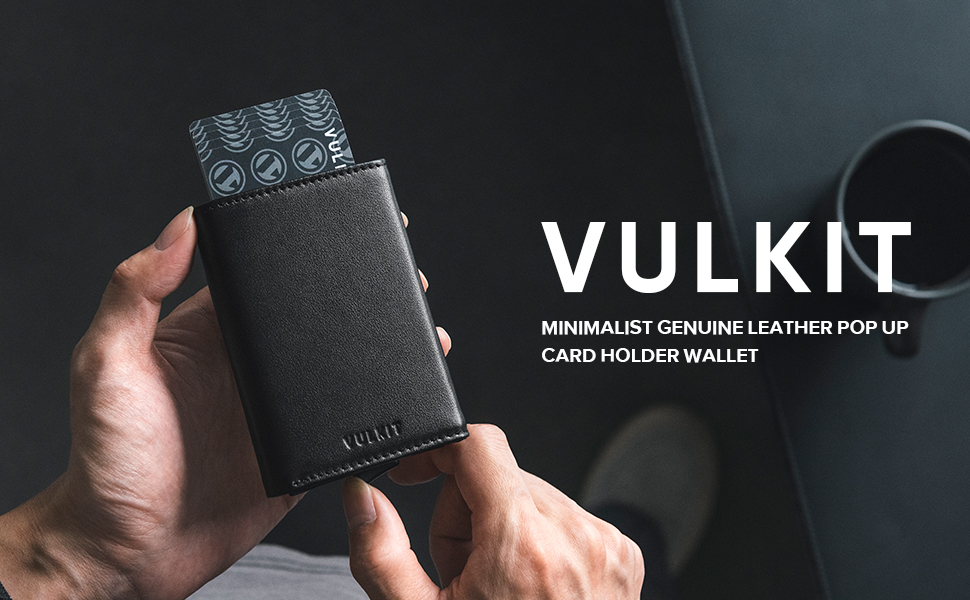 Чоловіче шкіряне картхолдер VULKIT з RFID-захистом, відділенням для грошей та візитки (блакитний)