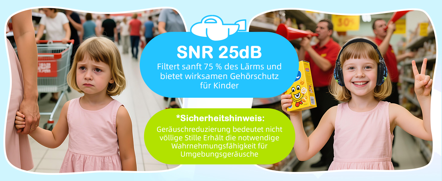 Навушники для захисту від шуму ZOHAN 030 для дітей 3-18 років, блакитні, з графіті
