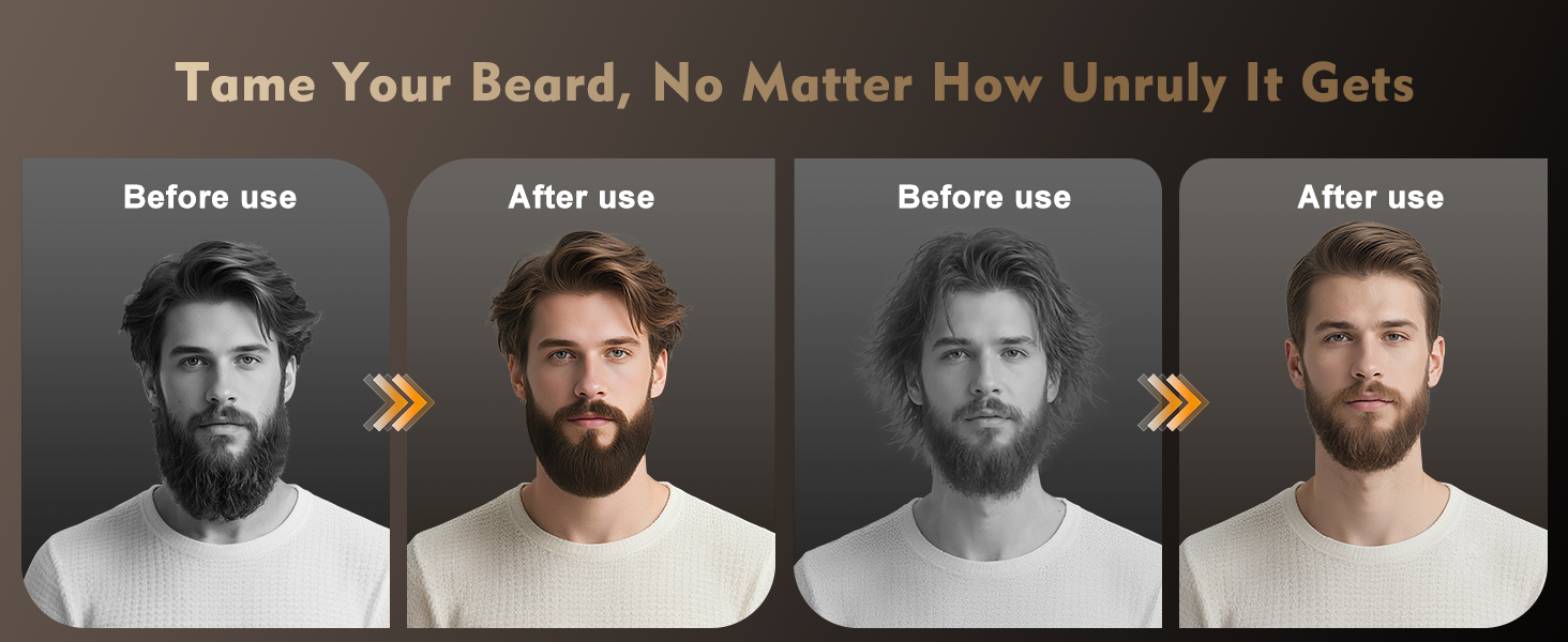 VIKICON Випрямляч для бороди чоловічий, мініатюрний електричний, швидкий нагрів, щітка-гребінець, іонний випрямляч для догляду за коротким та довгим волоссям, чорний