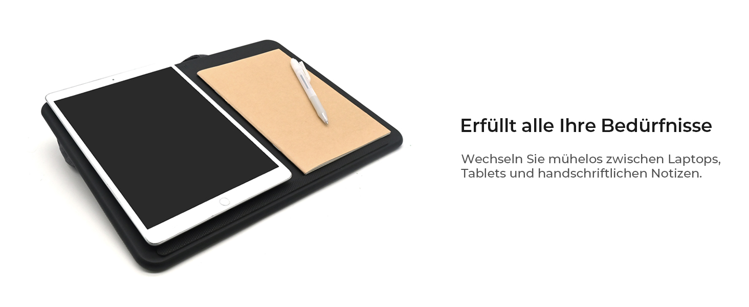 Підставка для ноутбука на колінах, колінцевий столик з подушкою, L – дерев'яний вигляд (M – PU), 30.5 x 57 x 4.5 см