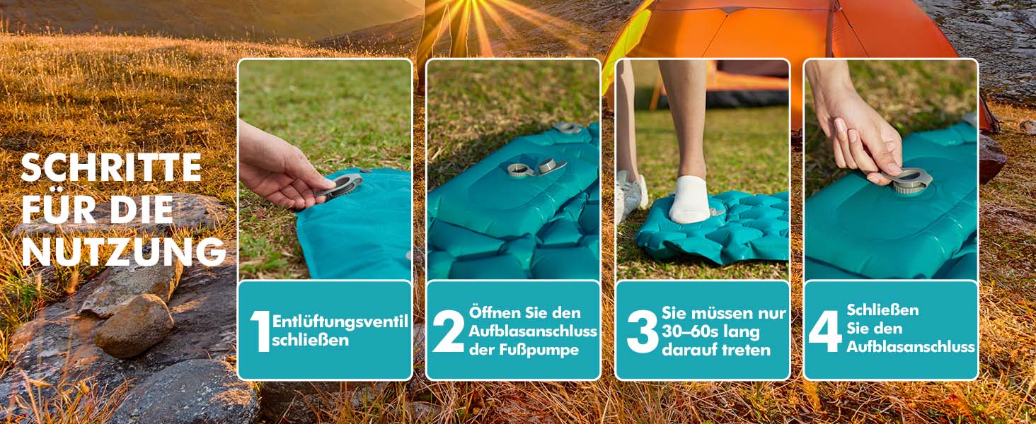 AKSOUL Килимок самонадувний туристичний для кемпінгу: Ultraleicht, компактний, легкий, портативний, для туризму, трекінгу, подорожей, відпочинку на природі