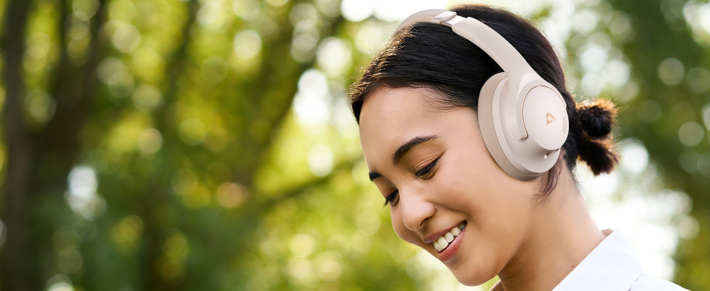 Навушники бездротові 1Mii AI Y8+ Bluetooth 6.0 з активним шумозаглушенням LDAC, 100 годин роботи, бежеві