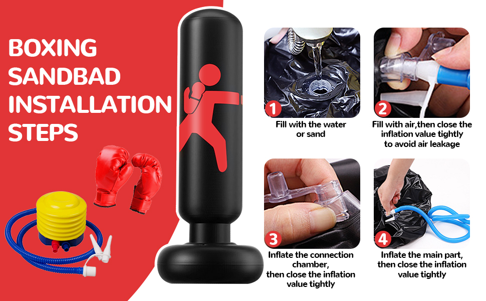 Надувний боксерський мішок для дітей 160см з боксерськими рукавичками. Ідеально для карате та тхеквондо (6-12 років)